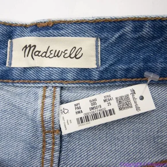 NEW Madewell Relaxed Denim Shorts in Homecrest Wash: Ripped Edition, 25‎